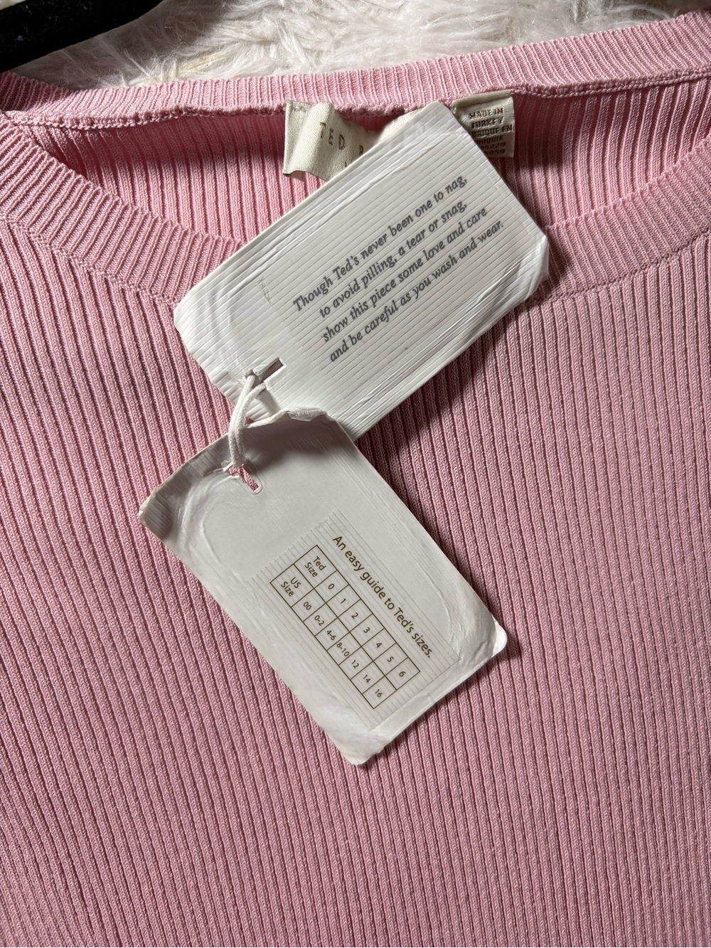 Ted Baker Light Pink Ribbed Top with Ruffle Sleeves - Picture 3 of 9